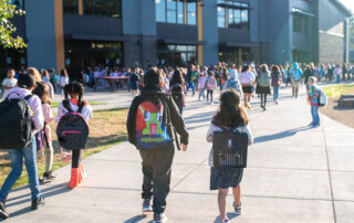 First day of school King Elementary students walking