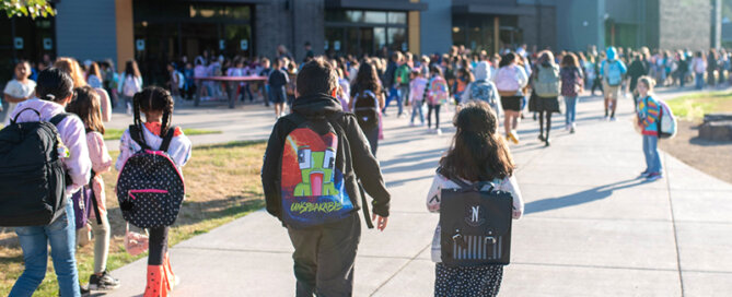First day of school King Elementary students walking